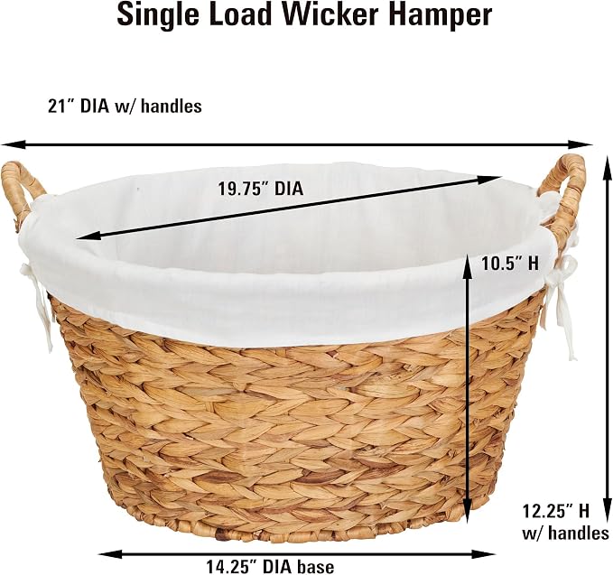 Household Essentials Round Wicker Laundry Basket - Image 4
