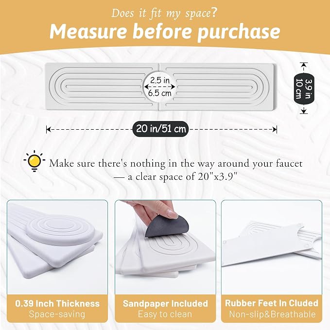 Faucet Mat for Kitchen Sink, Super Absorbent, Prevents Moisture Buildup - Image 2