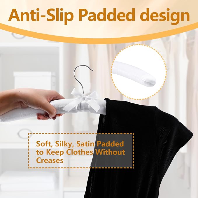 10 Pack Satin Padded Hangers, 17 Inch Large Anti Slip Cushioned Hanger - Image 5