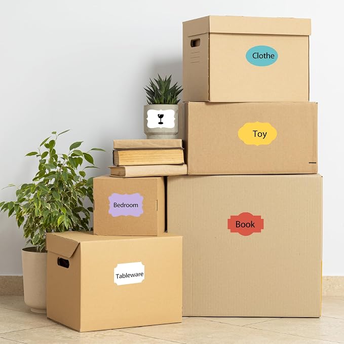 White Labels - 250 PCS 3" x 2" Fancy Shape Stickers - Image 6