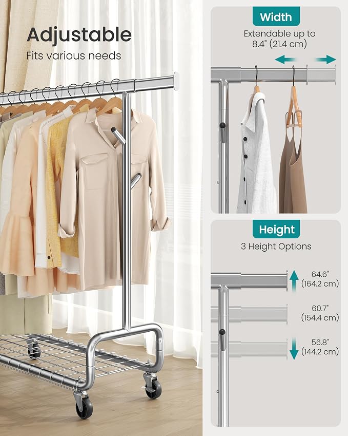 SONGMICS Clothes Rack, Heavy-Duty Rolling Clothing Garment Rack - Image 4