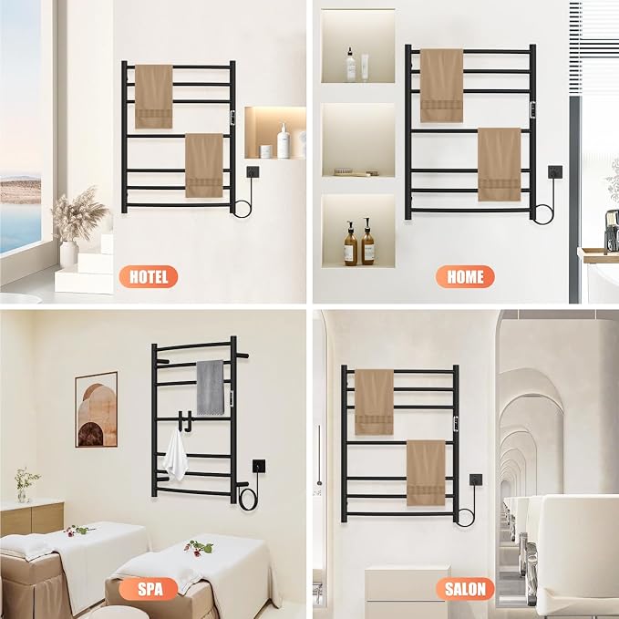 Towel Warmer Rack, 7 Bars Wall Mounted Towel Heater Towel Warmer - Image 4