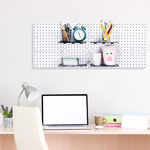 Nuanchu 8 Pack No Drill Pegboard Panels, 10x10 Inch White ABS Plastic Pegboard - Image 5