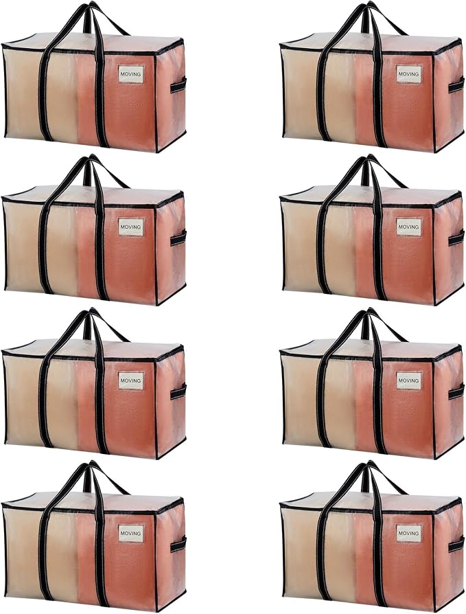 VENO 8 Pack Clear Storage Moving Bags, Heavy Duty Storage Bins by Veno