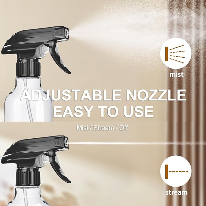Spray Bottles 2-Pack, 10 Oz, Mist & Stream, Heavy Duty Spraying Empty Water - Image 4