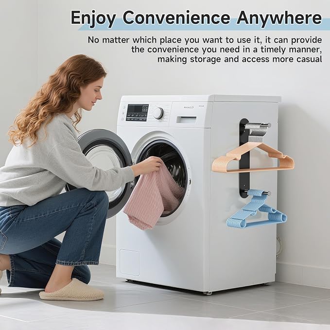 Hanger Holder for Laundry Room, Wall Mounted Clothes Hanger Organizer Stacker - Image 3