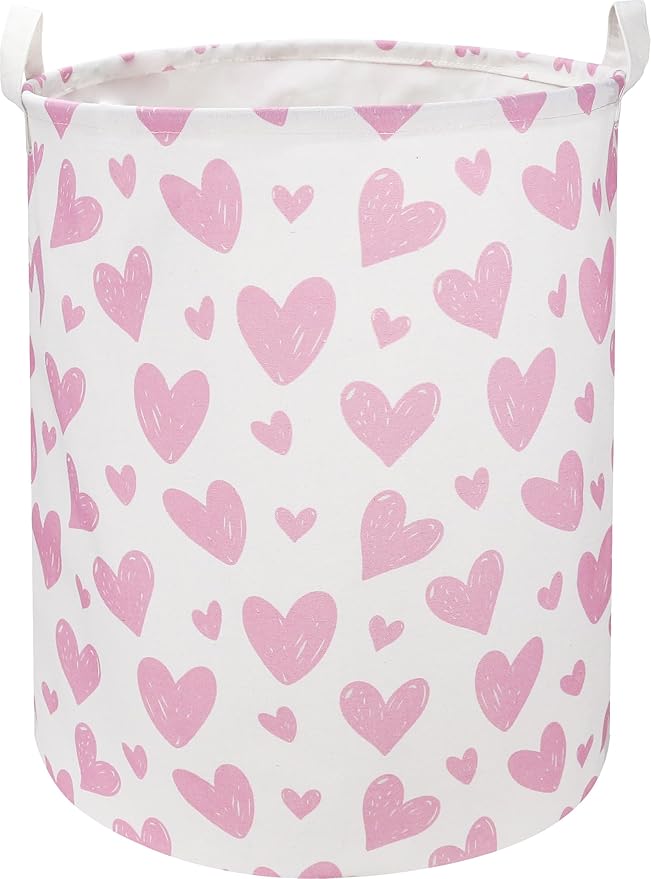 Pink Heart Laundry Hamper, Laundry Basket, Girls Nursery Hamper, Waterproof by NTAOHAMPER