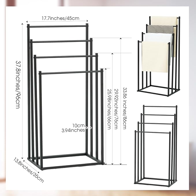 Suzile 4 Tier H Freestanding Towel Rack - Image 2