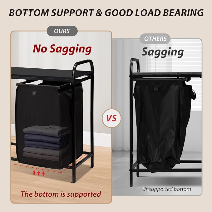 2 Section Laundry Hamper with Shelf, Laundry Basket Organizer with 2 Pull-Out - Image 7