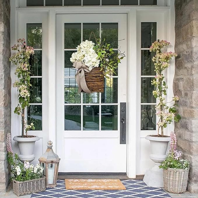 Door Hanger Basket Wreath, Spring Summer Wreaths - Image 3