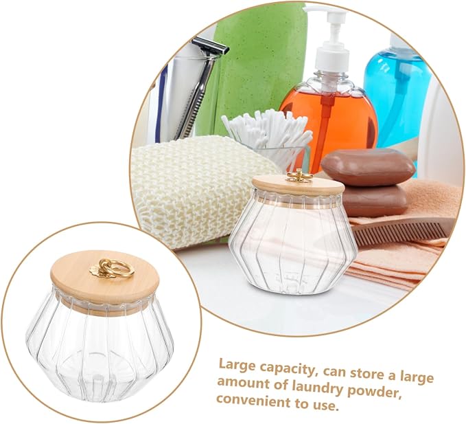 GALPADA Glass Laundry Powder Container Lid 1.5L Storage Jar - Image 6