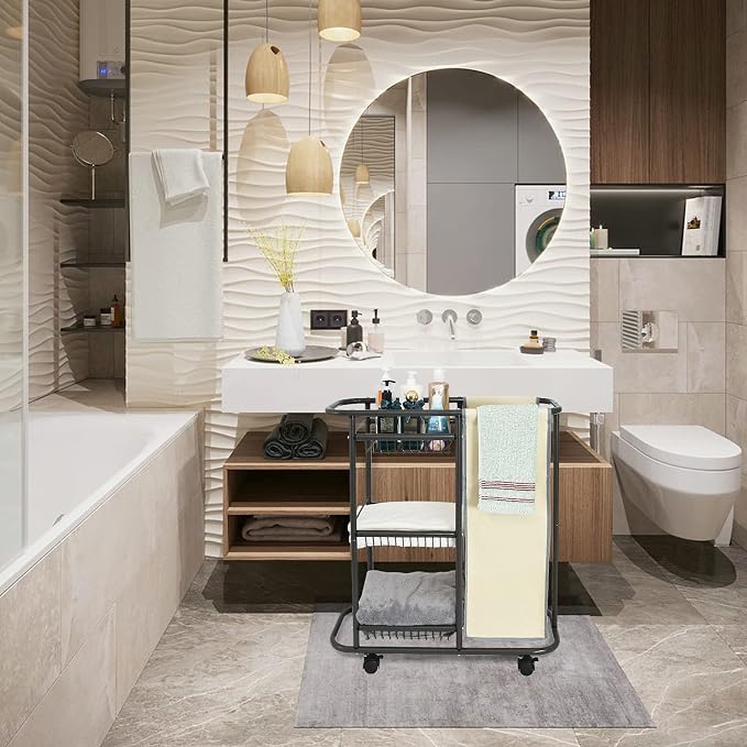 Laundry Sorter Cart Movable Bathroom Organizer Gray Laundry Storage Baskets - Image 4
