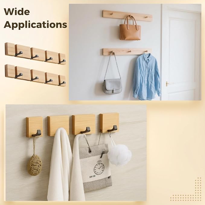 Wall-Mounted Foldable Hanger Set – 2 Wooden Units - Image 5
