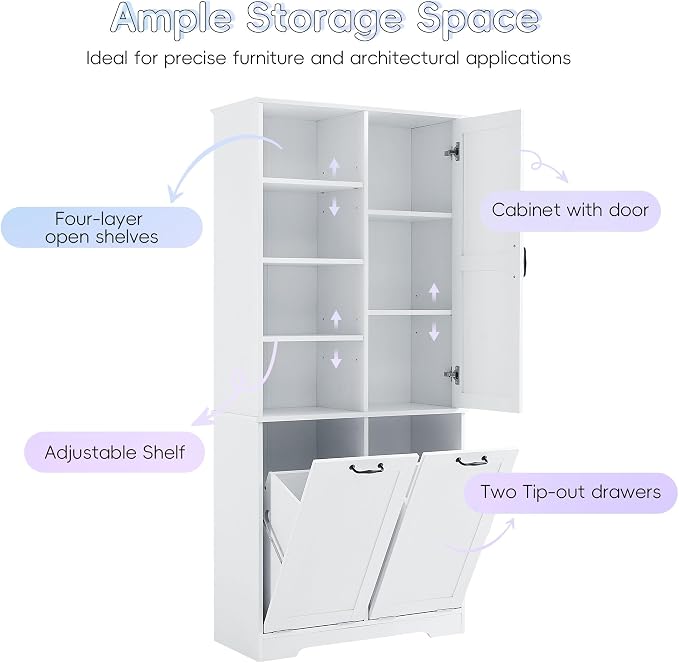 68" Tall Bathroom Storage Cabinet - Image 7