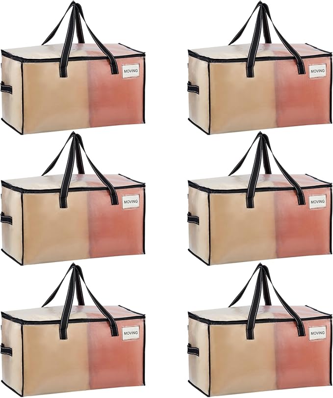 VENO 6 Pack Moving Bags, Comforter and Blanket Storage Bags by Veno