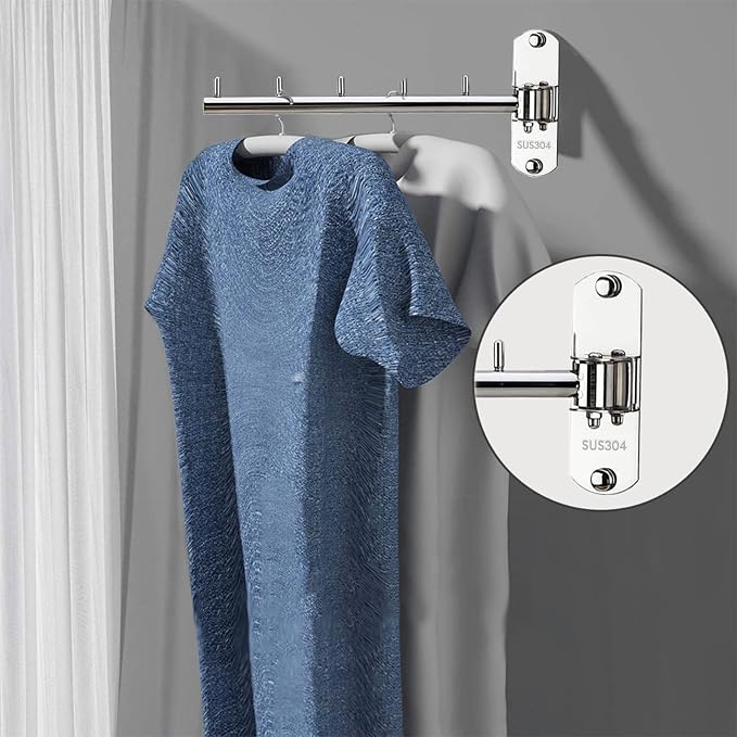 Folding Wall Mounted Clothes Hanger Rack - Image 3