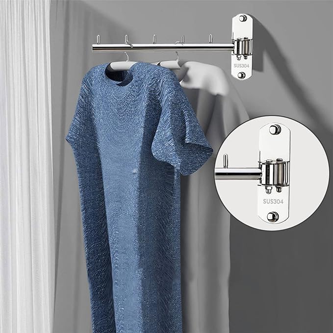 2 Pcs Folding Wall Mounted Clothes Hanger Rack - Image 3