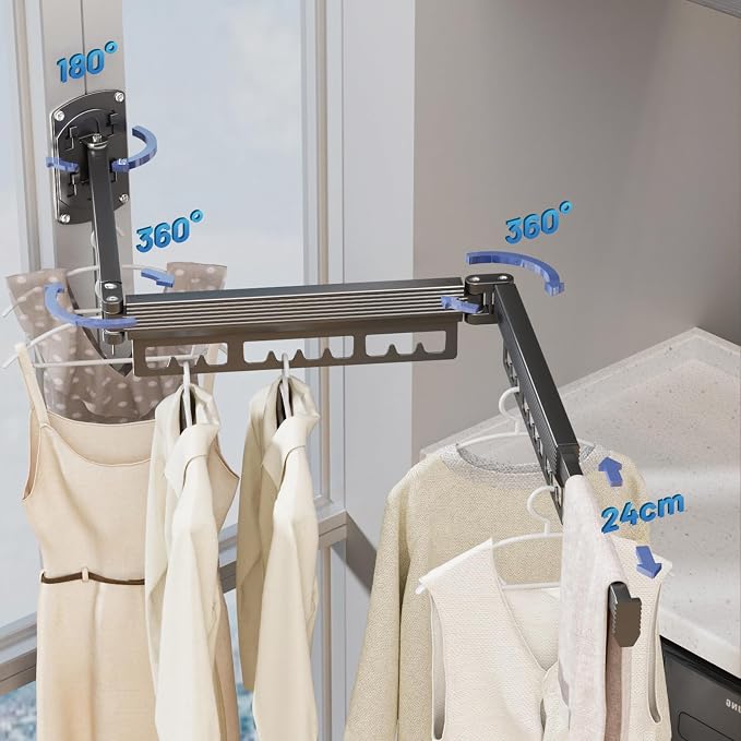 Clothes Drying Rack Wall Mounted, Expandable Drying Rack Clothing, Laundry - Image 6