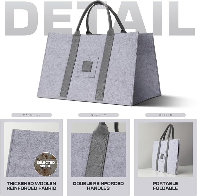 Large Laundry Tote 55L, 2 Pack Fabric Laundry Baskets - Image 7