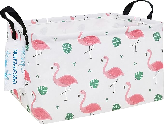LANGYASHAN Rectangular Storage Bin Collapse Canvas Fabric Cartoon Storage Basket by LANGYASHAN