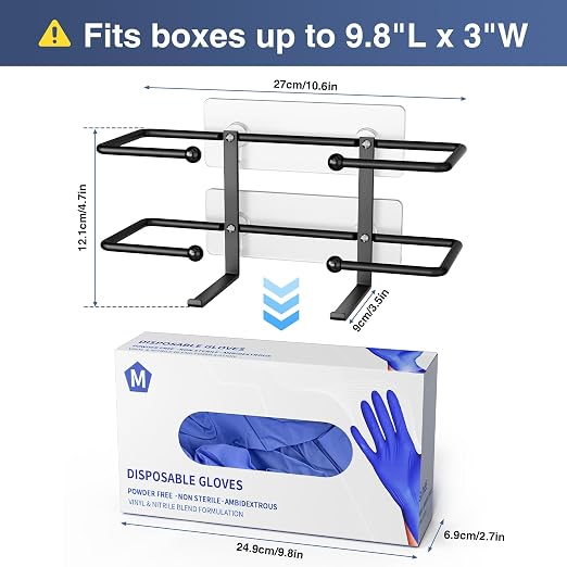 Glove Box Holder, Adhesive Wall-Mounted Metal Dispenser, Tool-Free Organizer - Image 2