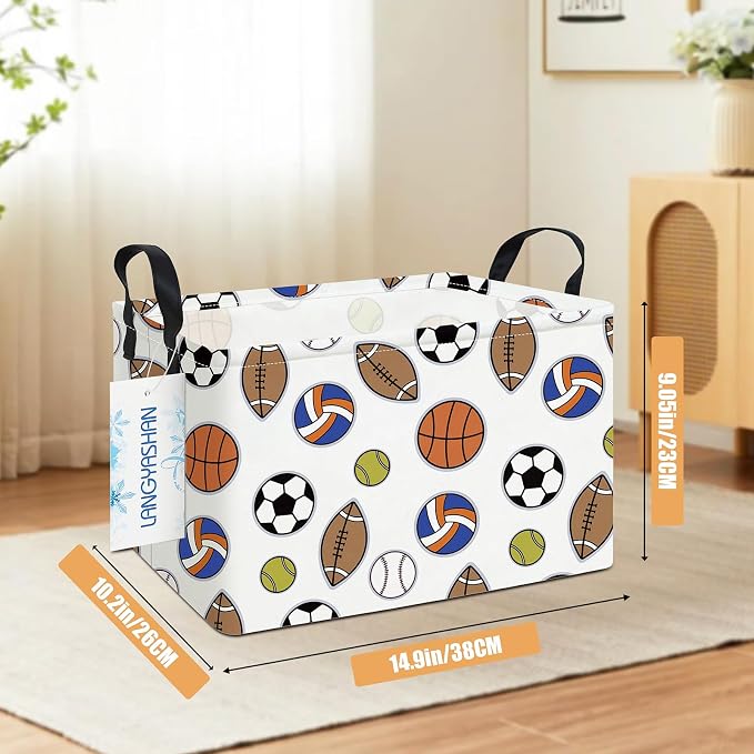 LANGYASHAN Rectangular Storage Bin Collapse Canvas Fabric Cartoon Storage Basket - Image 2