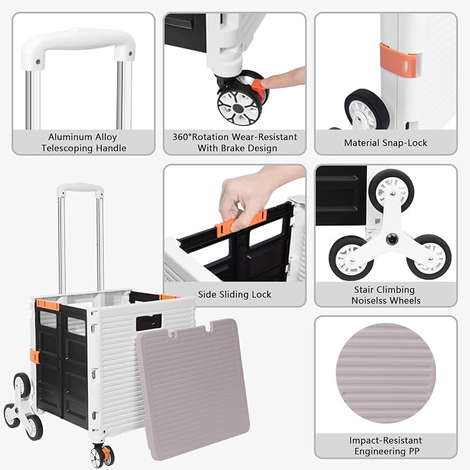FELICON SELORSS Folding Utility Cart Portable Rolling Crate Handcart - Image 2