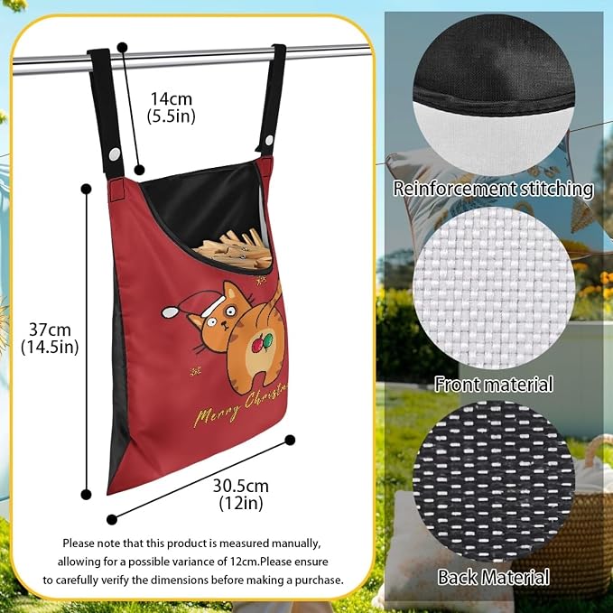 Cute Christmas Cat Hanging Clothes Pin Bag - Image 6