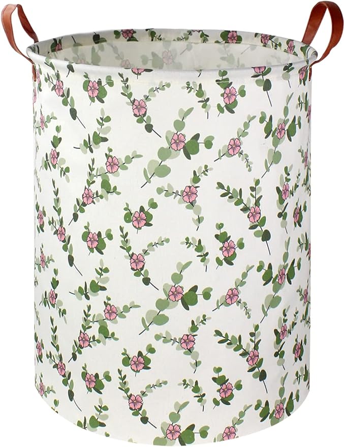 Large Round Canvas Linen Laundry Hamper, Waterproof Storage Bin by NTAOHAMPER