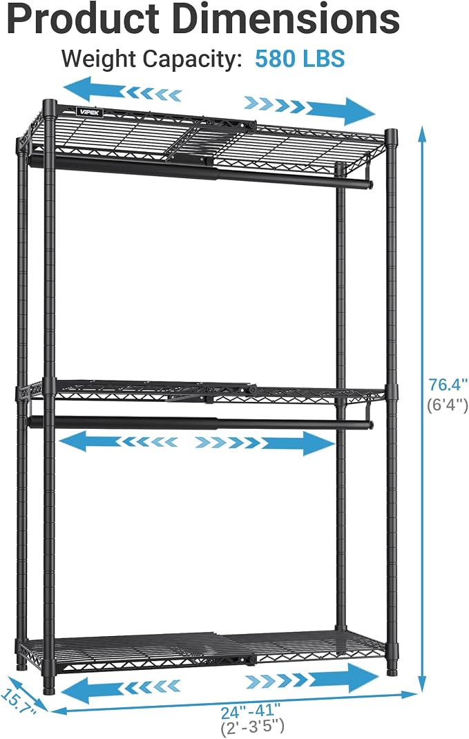 VIPEK X1 Expandable Clothes Rack Heavy Duty Adjustable from 2' to 3'5" - Image 5
