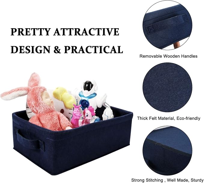 Decorative Storage Basket Collapsible Felt Bins Fabric Baskets Storage Organizer - Image 4