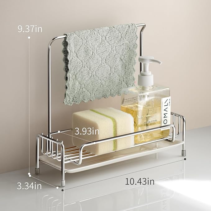 Silver Sponge Holder for Kitchen Sink, Sink Caddy Organizer - Image 3