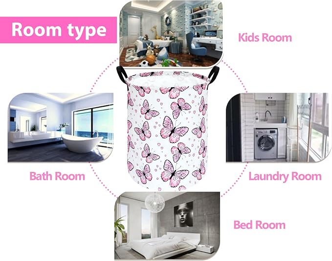 Round Laundry Basket Storage Bins Nursery Hamper Gift Baskets - Image 5