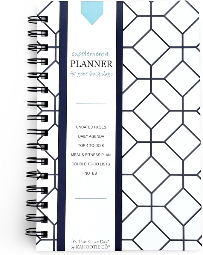 Daily Planner Undated, Hourly Agenda, Food and Fitness Plan, Daily To Do List by KahootieCo