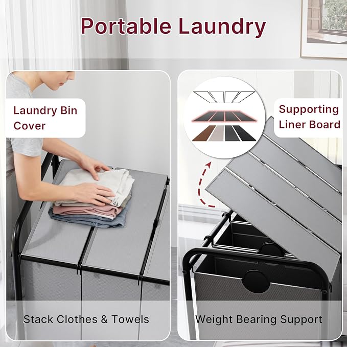 4-Compartment Laundry Cart - Image 5