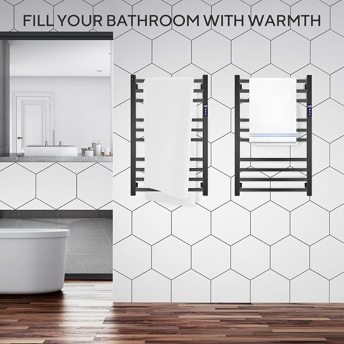 Black Towel Warmer Rack for Bathroom - Image 8