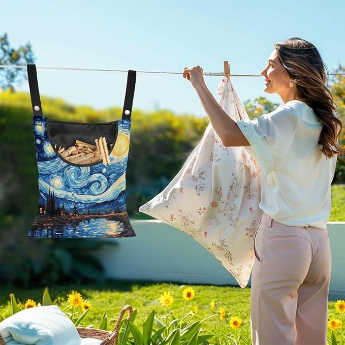 Van Gogh Starry Night Summer Clothes Pin Bag - Image 2