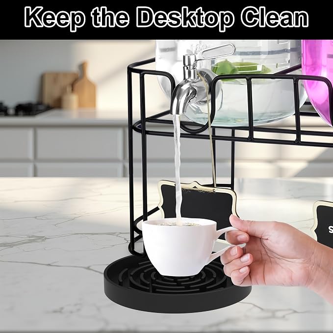 Drip Tray for Drink Dispenser, 4 Pack Black Silicone Drip Mat for Most Drink - Image 7