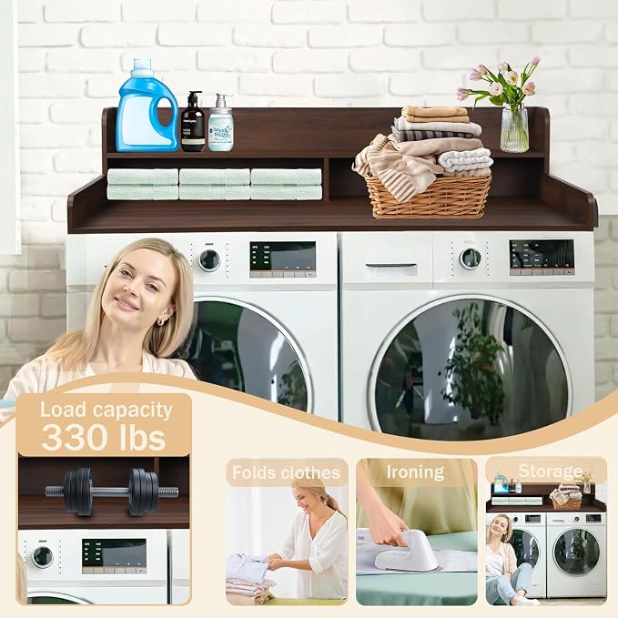 Washer and Dryer Countertop, 2 Tier Laundry Room Wood Countertop - Image 3