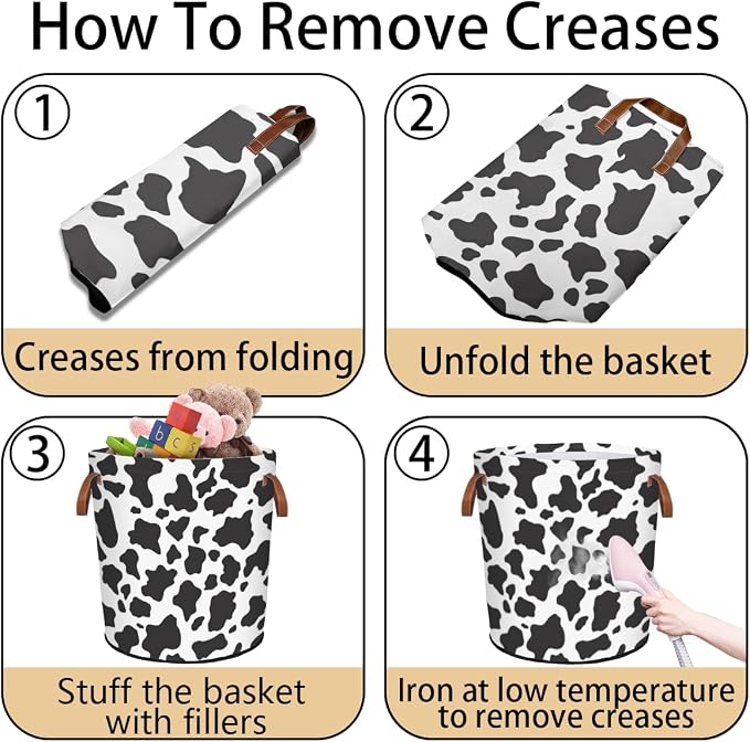 Cow Print Laundry Hamper Waterproof Collapsible Basket - Image 6