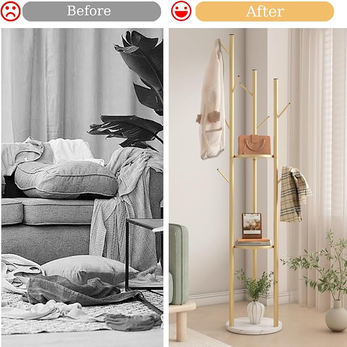 TIEOU Metal Coat Rack, Coat Tree - Image 5