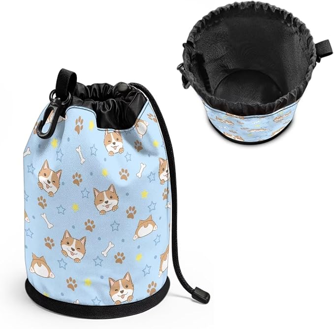 Clothespin Storage Bag with Hooks & Drawstring Closure Corgi Pet Paw Space - Image 2