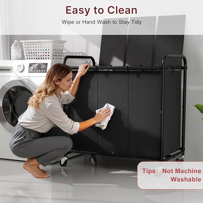 3-Compartment Laundry Cart - Image 8