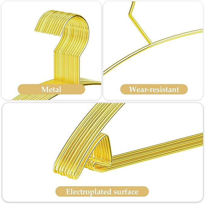 SPECILITE 15 Pack No Shoulder Bump Gold Coat Hangers - Image 3