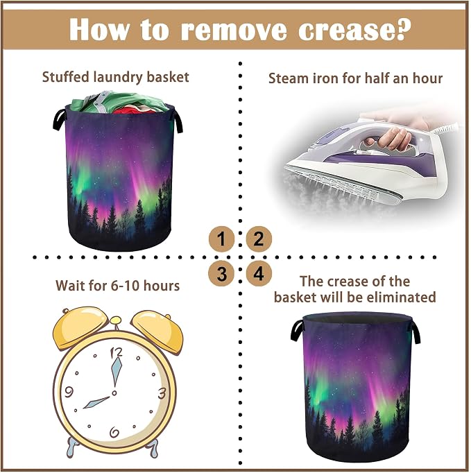 Northern Lights Laundry Hamper, Collapsible Laundry Baskets, Dark Forest Dirty - Image 6