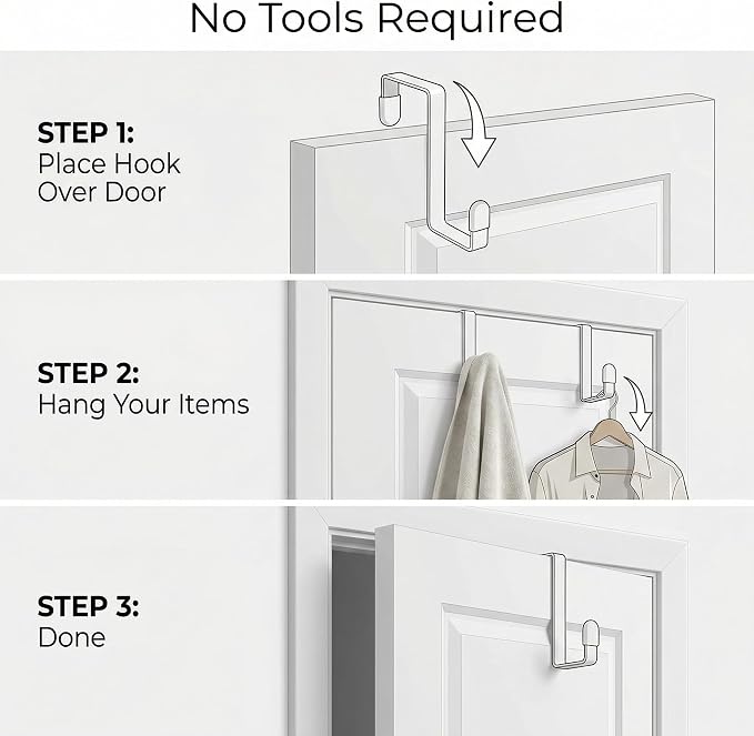 Unjumbly 4 Pack Over The Door Hooks - Image 8
