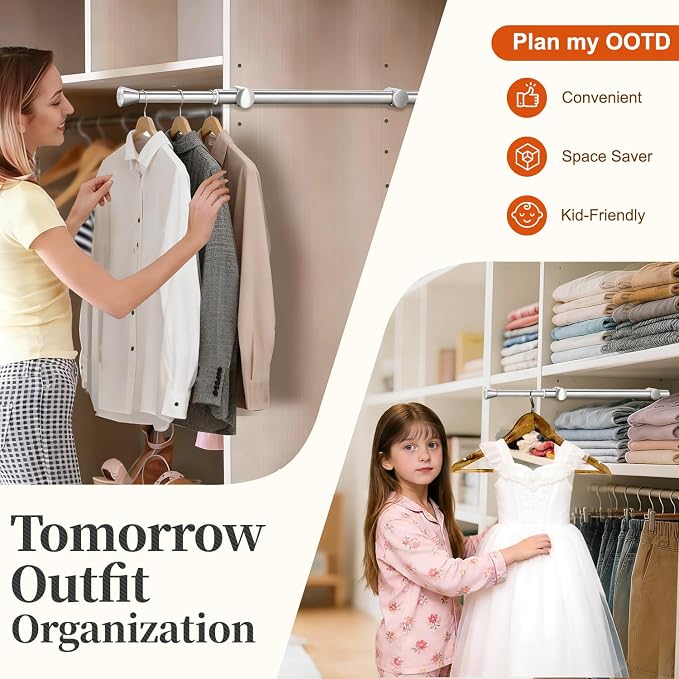 1Pcs Valet Rod for Closet Pull Out, Adjustable Heavy Duty Closet Valet Rod - Image 3
