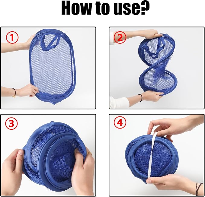2Pcs Popup Mesh Laundry Baskets, Collapsible and Portable Laundry Hamper - Image 4