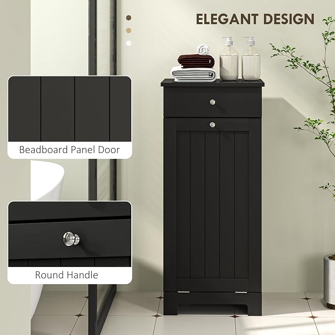 HOMCOM Laundry Cabinet with Removable Basket, Tilt Out Laundry Hamper with - Image 7