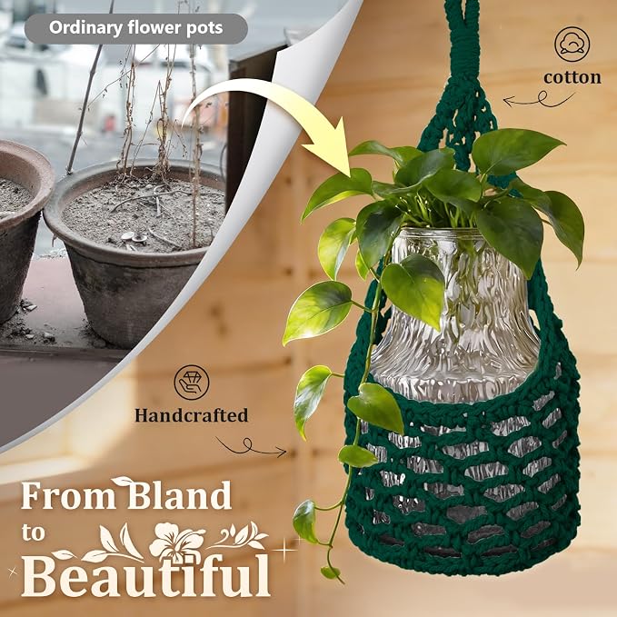 Macrame Wall Plant Hanger, Hanging Planter Basket Holder, Wall Planters - Image 4